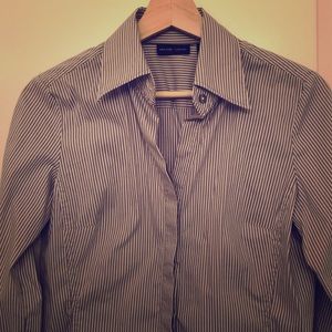 Grey and White Pinstripe Button Down Shirt